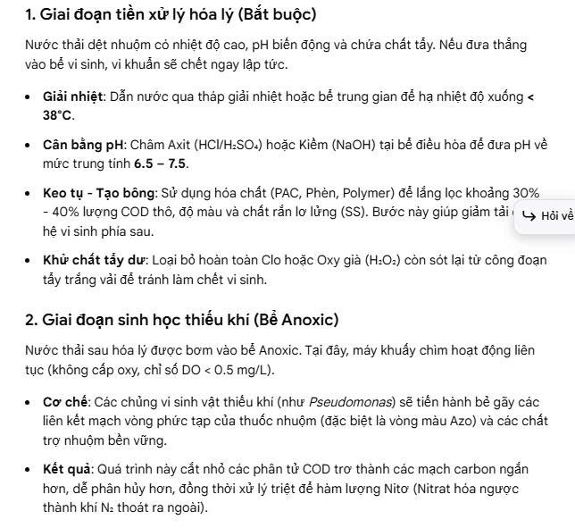 quy trình vận hành chuẩn 4 bước để xử lý triệt để COD bằng vi sinh: