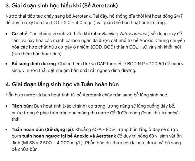 quy trình vận hành chuẩn 4 bước để xử lý triệt để COD bằng vi sinh: