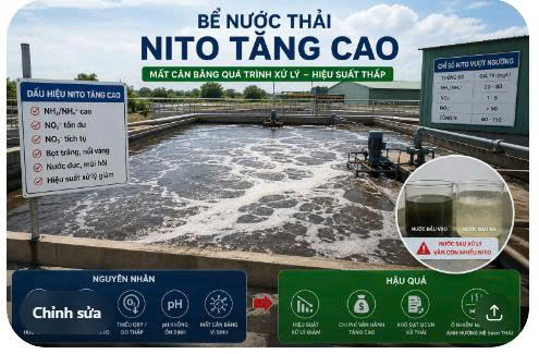 NGUYÊN NHÂN AMONI – NITO TĂNG CAO TRONG HỆ THỐNG XLNT VÀ GIẢI PHÁP KHẮC PHỤC BẰNG MICROBE LIFT N1