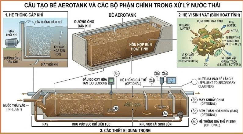 Cấu tạo chi tiết của bể Aerotank