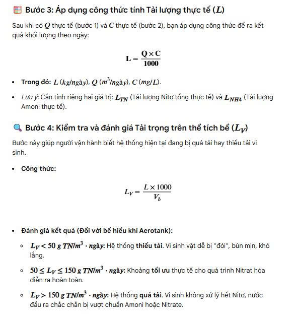 Cách tính tải trọng Nitơ trong hệ thống xử lý nước thải sinh hoạt