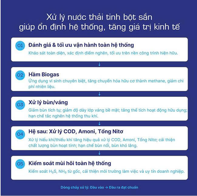 Xử lý nước thải tinh bột sắn đạt chuẩn bằng phương pháp sinh học